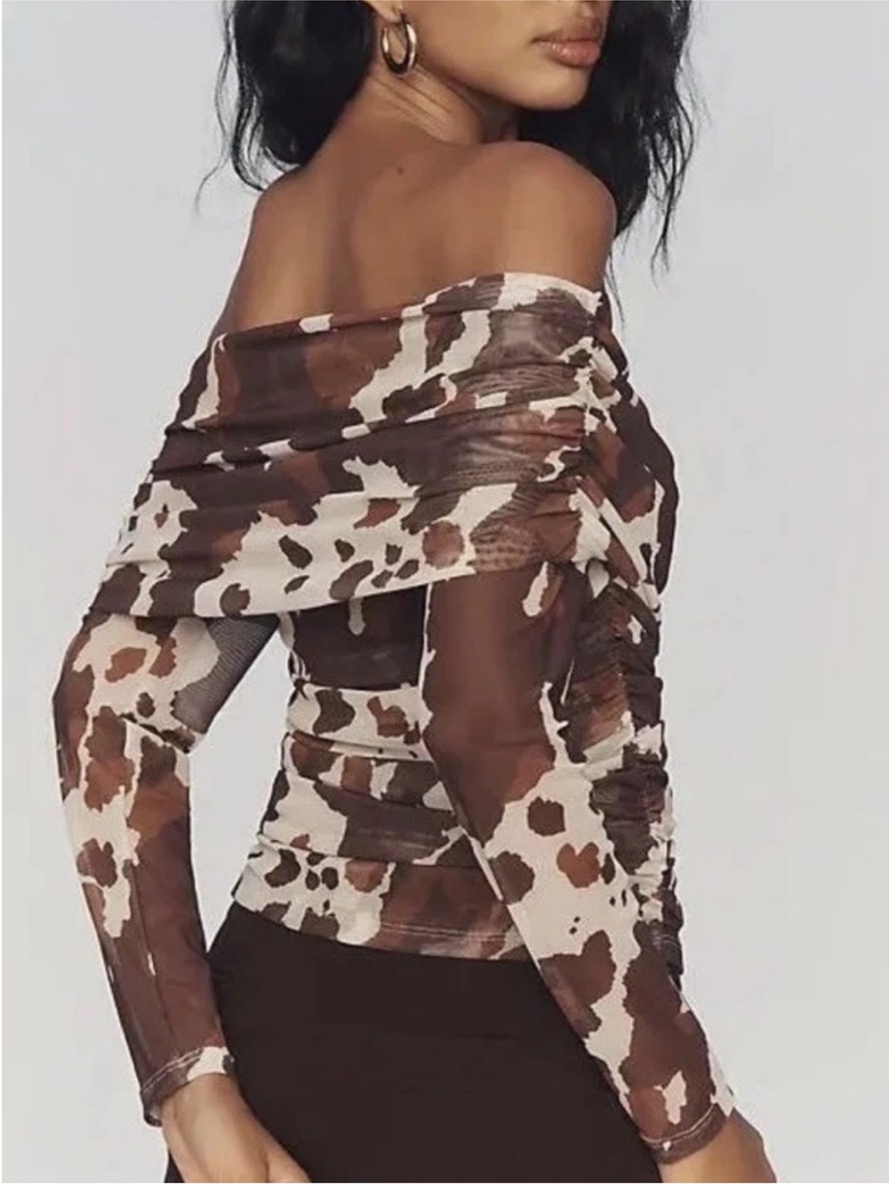 Off-Shoulder Mesh Top - Size M